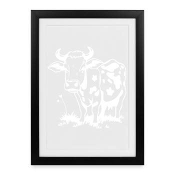 lustige Kuh T-shirt Geschenk Bauern - Gerahmtes Poster (27 × 37 cm) - Schwarz - Vorne