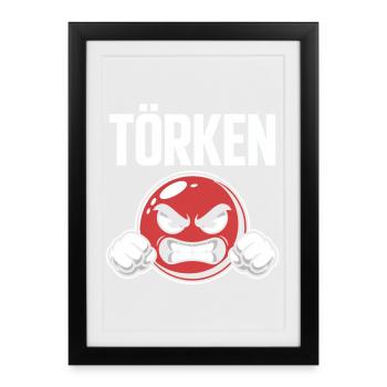 Drôle Dire Törken Dessin animé Drôle Dinde Mème - Affiche encadrée (27 × 37 cm) - noir - Devant