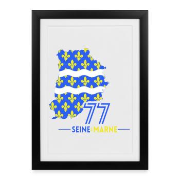 Seine et Marne 77 - Affiche encadrée (27 × 37 cm) - noir - Devant