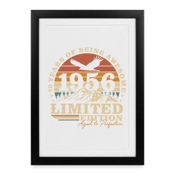 Cadeau de 70e anniversaire Vintage 1956 Naissance - Affiche encadrée (27 × 37 cm) - noir - Devant