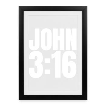 Jean 3:16 Église chrétienne des fidèles Jean - Affiche encadrée (27 × 37 cm) - noir - Devant