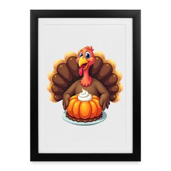 Thanksgiving Drôle Dinde de Thanksgiving - Affiche encadrée (27 × 37 cm) - noir - Devant