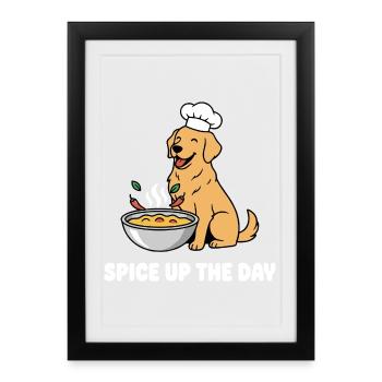 Cooking dog with soup to spice up the day - Framed poster (27 × 37 cm) - black - Front
