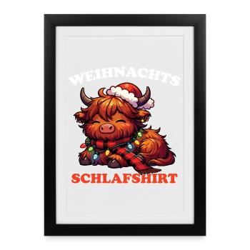 Christmas Sleep Shirt Christmas Highland Cattle - Framed poster (27 × 37 cm) - black - Front