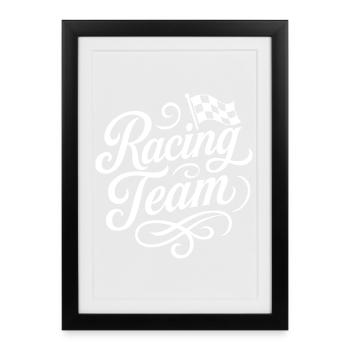 Racing Team Racing Flag - Framed poster (27 × 37 cm) - black - Front
