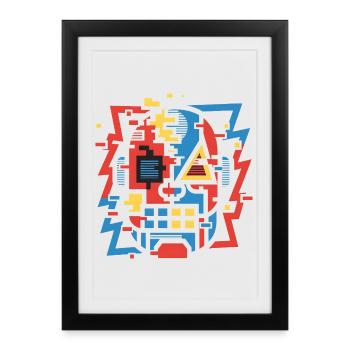 Face de bug abstraite - Affiche encadrée (27 × 37 cm) - noir - Devant