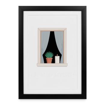 Hjemmehygge Minimalist Scandi Winter Window Art - Framed poster (27 × 37 cm) - black - Front