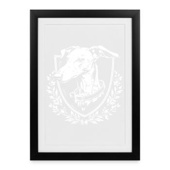 Dog emblem with laurel - Framed poster (27 × 37 cm) - black - Front