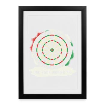 Dart Zack encore 26 fléchettes cadeau avec une phrase amusante - Affiche encadrée (27 × 37 cm) - noir - Devant