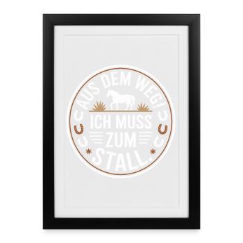 Riding out of the way to the stable horse girl horses - Framed poster (27 × 37 cm) - black - Front