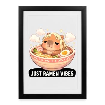 Ambiance capybara avec ramen - Affiche encadrée (27 × 37 cm) - noir - Devant