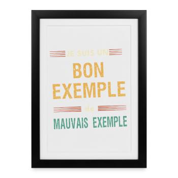 Bon Exemple et Mauvais Exemple - Message Humour  - Affiche encadrée (27 × 37 cm) - noir - Devant