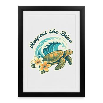 Sauver le Bleu – Sauver les océans - Affiche encadrée (27 × 37 cm) - noir - Devant