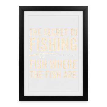 Le secret de la pêche : l’humour de la pêche à la pêche - Affiche encadrée (27 × 37 cm) - noir - Devant