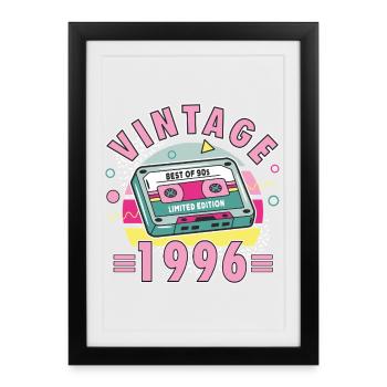 Dames de style rétro années 90 vintage 30 anniversaires - Affiche encadrée (27 × 37 cm) - noir - Devant