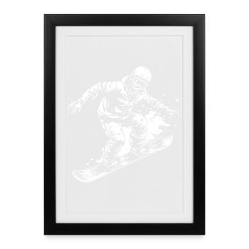 Dessin de snowboardeur - Affiche encadrée (27 × 37 cm) - noir - Devant
