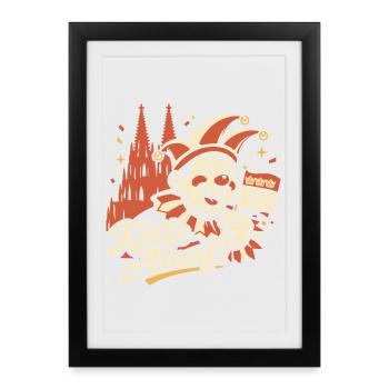 Costume de carnaval de Kölle Alaaf Cadeau mignon mignon - Affiche encadrée (27 × 37 cm) - noir - Devant