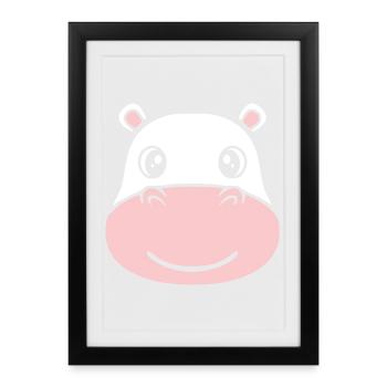 Hippopotamus Head Face Mask Smile - Framed poster (27 × 37 cm) - black - Front