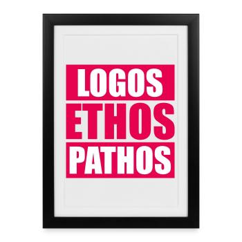Logos Ethos Pathos Rhétorique Étudiant en Philosophie - Affiche encadrée (27 × 37 cm) - noir - Devant