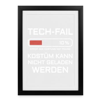 Erreur 404 Costume Introuvable Soirée de Gamer Nerd - Affiche encadrée (27 × 37 cm) - noir - Devant