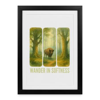 Wandering Bison in the Forest - Framed poster (27 × 37 cm) - black - Front