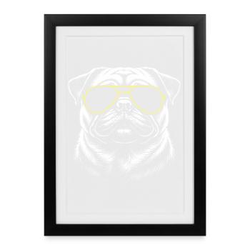 Tête de carlin - Affiche encadrée (27 × 37 cm) - noir - Devant