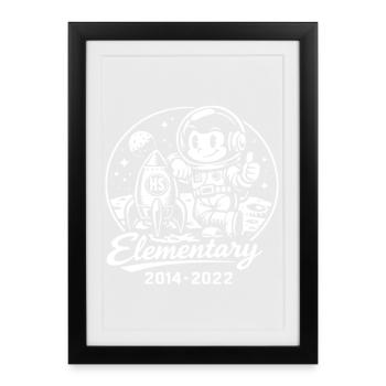 Astronaute Élémentaire Lune - Affiche encadrée (27 × 37 cm) - noir - Devant