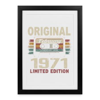 Février 1971, Cadeau d'Anniversaire février 1971 - Affiche encadrée (27 × 37 cm) - noir - Devant