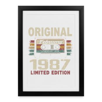 Février 1987, Cadeau d'Anniversaire février 1987 - Affiche encadrée (27 × 37 cm) - noir - Devant