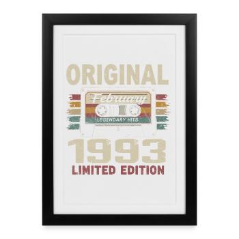Février 1993, Cadeau d'Anniversaire février 1993 - Affiche encadrée (27 × 37 cm) - noir - Devant