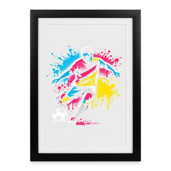 Cadeau Anniversaire Foot Enfant Joueur Ballon - Affiche encadrée (27 × 37 cm) - noir - Devant