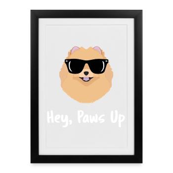 Pomeranian cool Hé, pattes en l’air Lunettes de soleil Maman du chien - Affiche encadrée (27 × 37 cm) - noir - Devant