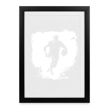 Art de rue du rugby - Affiche encadrée (27 × 37 cm) - noir - Devant