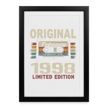 Février 1998, Cadeau d'Anniversaire février 1998 - Affiche encadrée (27 × 37 cm) - noir - Devant