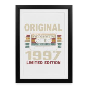Février 1997, Cadeau d'Anniversaire février 1997 - Affiche encadrée (27 × 37 cm) - noir - Devant