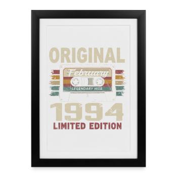 Février 1994, Cadeau d'Anniversaire février 1994 - Affiche encadrée (27 × 37 cm) - noir - Devant