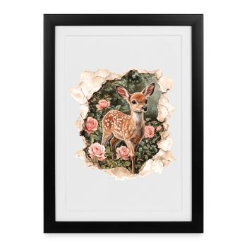 Deer Fawn - Framed poster (27 × 37 cm) - black - Front