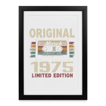Mars 1975 Vintage mars 1975 - Affiche encadrée (27 × 37 cm) - noir - Devant