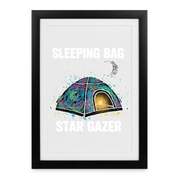 Sleeping Bag Star Gazer Tente Camping - Affiche encadrée (27 × 37 cm) - noir - Devant