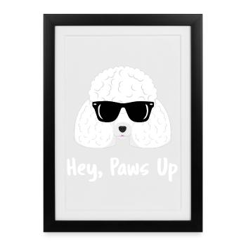 Cool Poodle Sunglasses Hey Paws Up Dog - Framed poster (27 × 37 cm) - black - Front