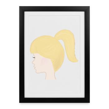 Poupée jouet à queue de cheval blonde - Affiche encadrée (27 × 37 cm) - noir - Devant
