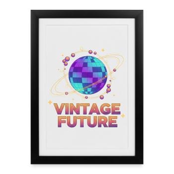 Retro-Futurist Vintage Future Pixel Planet - Framed poster (27 × 37 cm) - black - Front