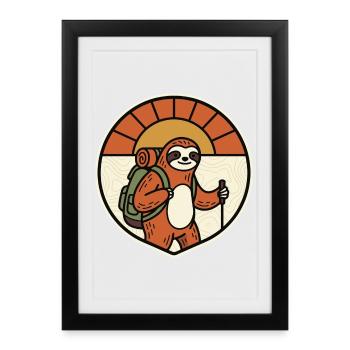 Motif rétro de la randonnée paresseuse - Affiche encadrée (27 × 37 cm) - noir - Devant