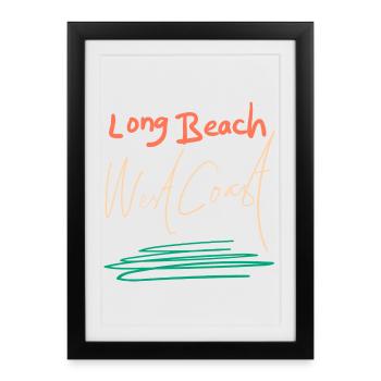 Ambiance Retro Sunset de la côte Ouest de Long Beach - Affiche encadrée (27 × 37 cm) - noir - Devant