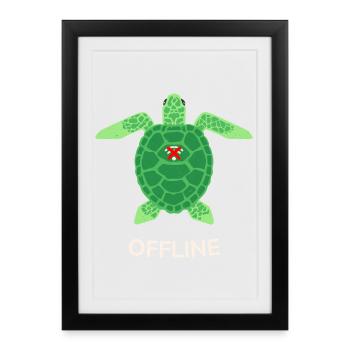 Offline Mode Turtle - Framed poster (27 × 37 cm) - black - Front