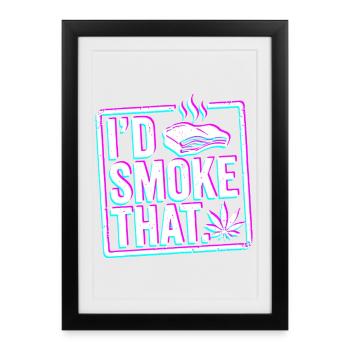 FUMÉE DE BARBECUE glitch, chemise à capuche drôle de barbecue, tasse - Affiche encadrée (27 × 37 cm) - noir - Devant