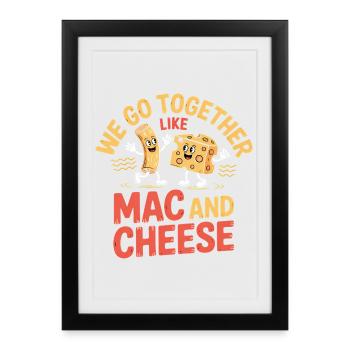 Design du couple de meilleurs amis macaronis au fromage - Affiche encadrée (27 × 37 cm) - noir - Devant