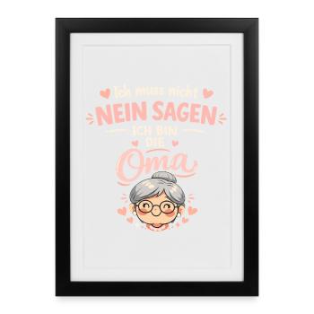 Mamie, je n’ai pas besoin de dire non, drôle - Affiche encadrée (27 × 37 cm) - noir - Devant