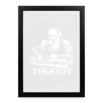 Leo Tolstoy Tea Time Portrait - Framed poster (27 × 37 cm) - black - Front