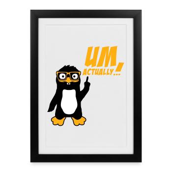 Penguin To Actually Funny Nerd Smartass Logo - Framed poster (27 × 37 cm) - black - Front